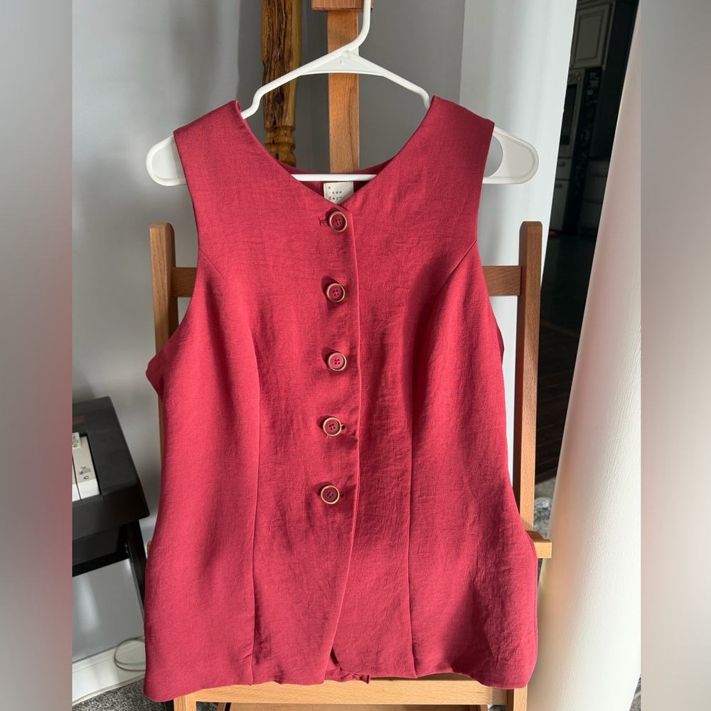 a new day Crimson Button-Front Sleeveless Tunic